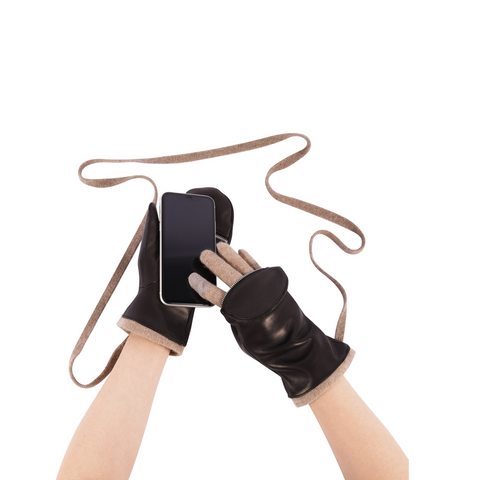 Gloves leather zip